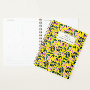 Elegant Watercolor Floral Yellow Name 2025 Planner