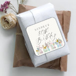Elegant Watercolor Florals 80th Birthday  Square Sticker<br><div class="desc">Elegant Watercolor Florals 80th Birthday Square Sticker</div>