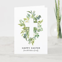 Elegant Watercolor Florals and Cross Easter Holiday Card