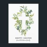 Elegant Watercolor Florals and Cross Easter Holiday Postcard<br><div class="desc">This beautiful Easter holiday greeting postcard features a white cross design over watercolor painted leaves and flower buds in various shades of green and teal, as well as pale yellow. At this time, more than ever, we need to stay connected to our loved ones - what a perfect way to...</div>