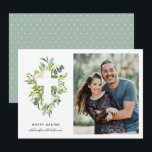 Elegant Watercolor Florals and Cross Photo Easter Holiday Card<br><div class="desc">This beautiful Easter photo card features a white cross over watercolor leaves and flower buds in various shades of green and teal, as well as pale yellow. Didn't get around to sending out Christmas photo cards? These are the perfect solution - send springtime greetings to your friends and family! Now...</div>