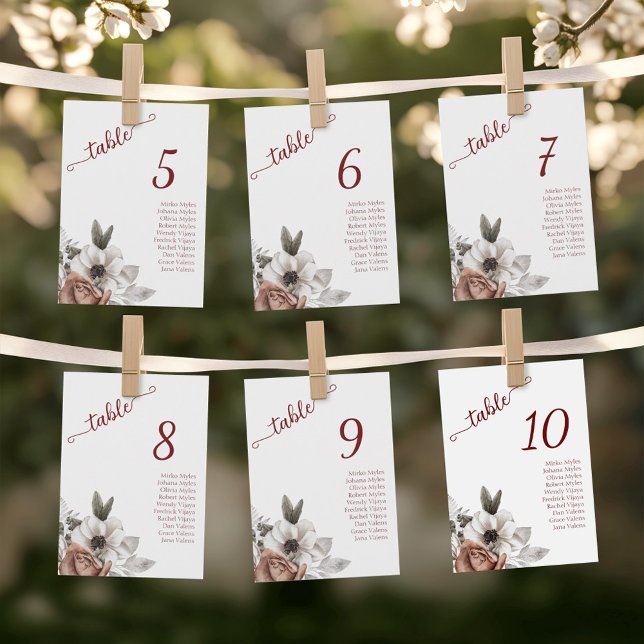 Elegant Watercolor Florals - Guest Seating Card  (Elegant Watercolor Florals - Guest Seating Card)