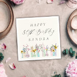 Elegant Watercolor Florals Happy 80th Birthday  Napkins<br><div class="desc">Elegant Watercolor Florals Happy 80th Birthday Napkins</div>