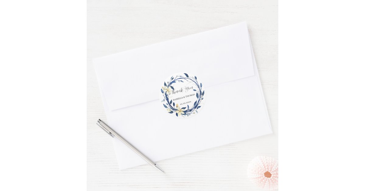 Elegant watercolor Flower blue Lily Floral Botanic Classic Round ...