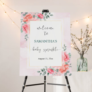 Elegant watercolor flower eucalyptus baby shower foam board