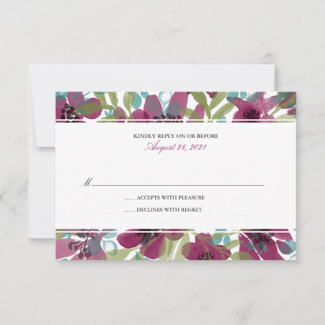 Elegant Watercolor Flower Garden | Wedding RSVP Card (Front)