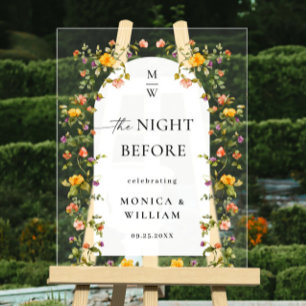 Elegant Watercolor Flower WELCOME Rehearsal Dinner Acrylic Sign