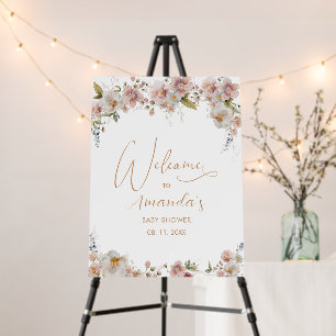 Elegant  Watercolor  flowers  baby shower Welcome Foam Board
