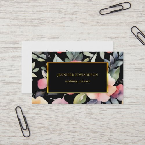 Elegant watercolor flowers boho professional business card