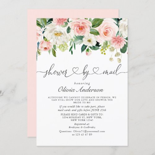 Elegant Watercolor Flowers Bridal Shower By Mail Invitation