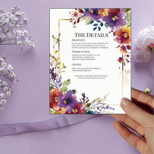 Elegant Watercolor Flowers Details Card (Creator Uploaded)