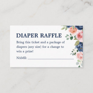 Elegant Watercolor Flowers Diaper Raffle Ticket Enclosure Card