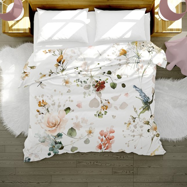 Elegant Watercolor Flowers Floral Duvet Cover (Creator Uploaded)