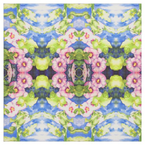 Elegant watercolor flowers floral Hollyhocks Fabric