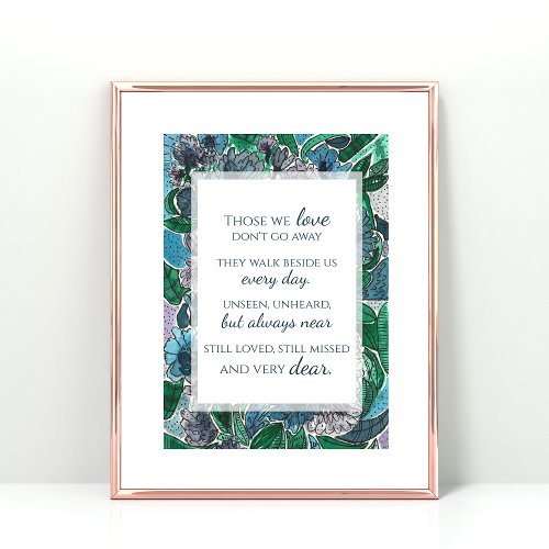 Elegant Watercolor Flowers Frameable Sympathy