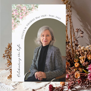 Elegant Watercolor Flowers Funeral Photo Sympathy