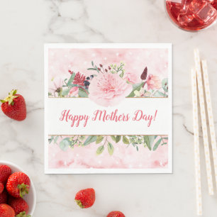 Elegant Watercolor Flowers Mothers Day Napkins