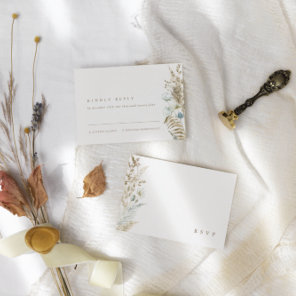 Elegant Watercolor Flowers Pampas Grass RSVP Card