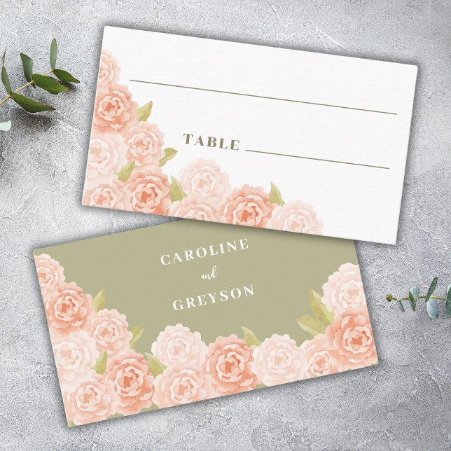 elegant watercolor flowers place card (Creator Uploaded)