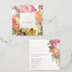 Elegant Watercolor Flowers Real Rose Gold Foil Business Cards