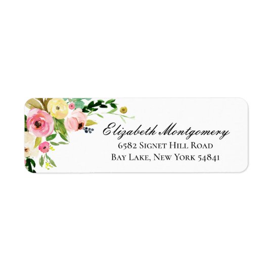 Elegant Watercolor Flowers Return Address Label | Zazzle.com