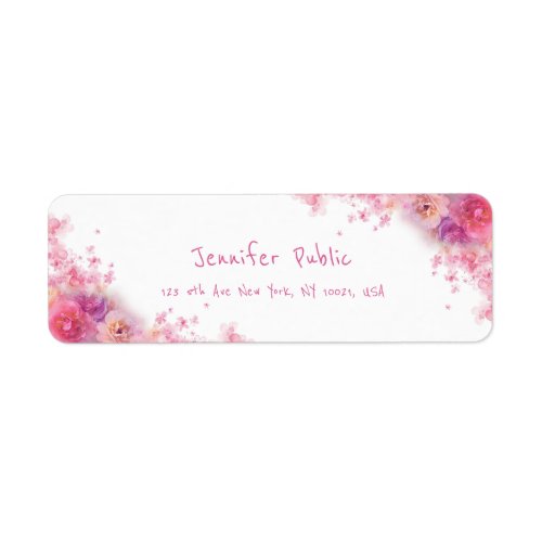 Elegant Watercolor Flowers Roses Floral Modern Label