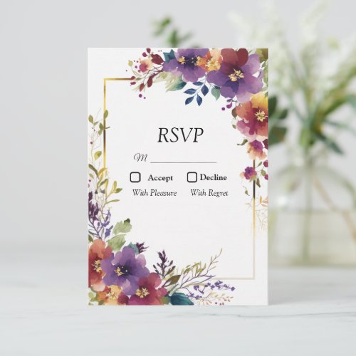 Elegant Watercolor Flowers RSVP Card