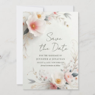 Elegant Watercolor Flowers Save The Date Script
