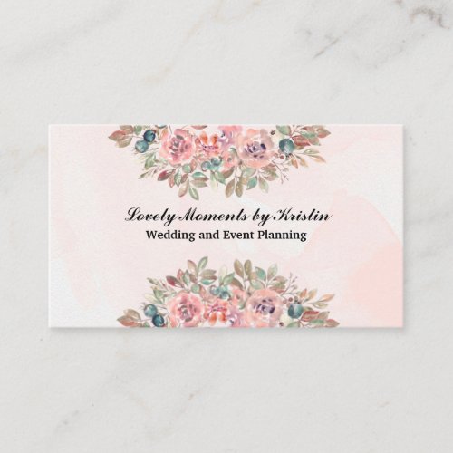 Elegant watercolor flowers shop business card