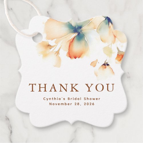 Elegant Watercolor Flowers Thank You Favor Tags