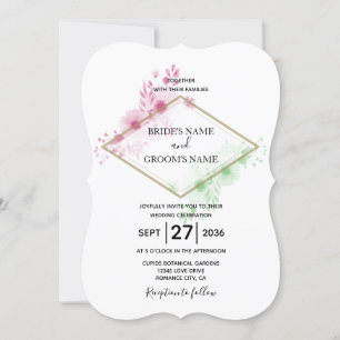 Elegant Watercolor Flowers Wedding Invitations
