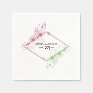 Elegant Watercolor Flowers Wedding Napkins
