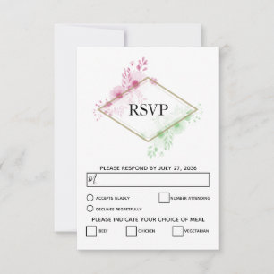 Elegant Watercolor Flowers Wedding RSVP Cards
