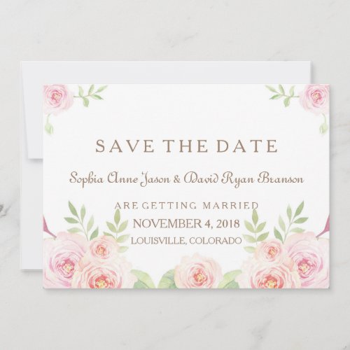 Elegant Watercolor Flowers Wedding SAVE THE DATE