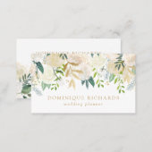 Elegant Watercolor Flowers with Faux Gold Foil Business Card (Front/Back)