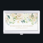 Elegant Watercolor Flowers with Faux Gold Foil Business Card Case<br><div class="desc">Elegant and feminine business card holder featuring watercolor flowers with faux gold foil and faux gold glitter accents. A matching business card is available.</div>