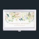Elegant Watercolor Flowers with Faux Gold Foil Business Card Case<br><div class="desc">Elegant and feminine business card holder featuring watercolor flowers with faux gold foil and faux gold glitter accents. A matching business card is available.</div>