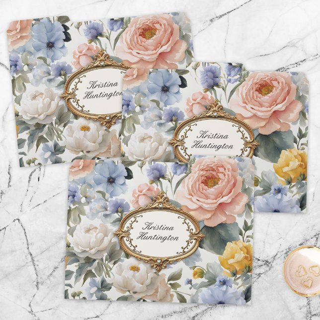 Elegant Watercolor Flowers with Golden Frame File Folder (Creator Uploaded)