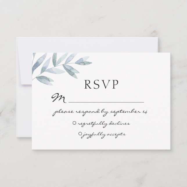 Elegant watercolor foliage botanical wedding RSVP Card (Front)