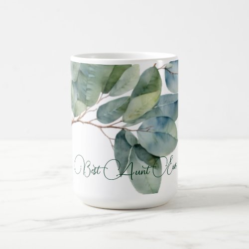 Elegant watercolor foliage green eucalyptus Aunt Coffee Mug