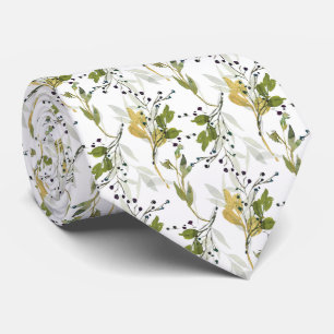 Elegant Watercolor Foliage Neck Tie