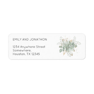 Elegant Watercolor Foliage Wedding Return Address Label