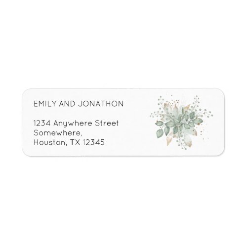 Elegant Watercolor Foliage Wedding Return Address  Label