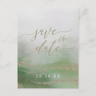 Elegant Watercolor Foliage Wedding Save the Date Announcement Postcard