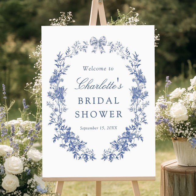 Elegant Watercolor Foral Bridal Shower Welcome  Foam Board (Creator Uploaded)