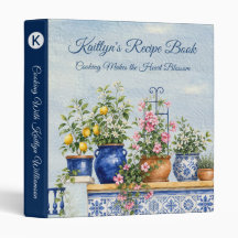 Elegant Watercolor Foral Recipe Monogram Cookbook