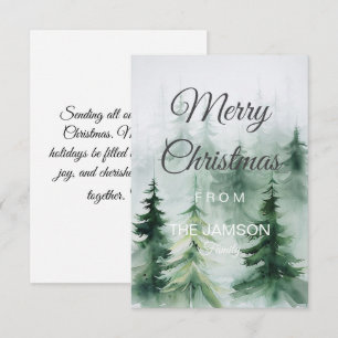 Elegant Watercolor Forest Merry Christmas Card