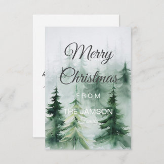 Elegant Watercolor Forest Merry Christmas Card