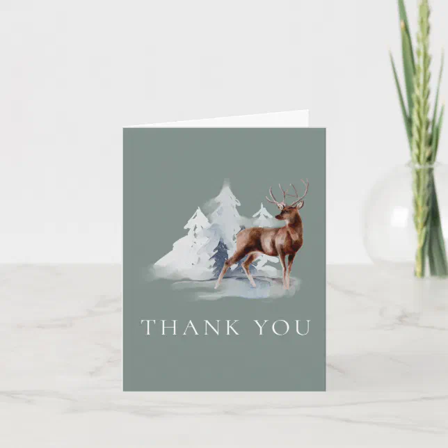 Elegant Watercolor Forest Wedding Thank You Card | Zazzle