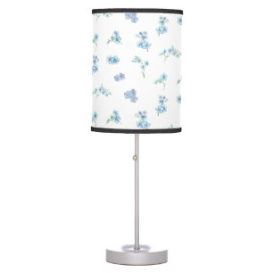 Elegant Watercolor Forget Me Not Flowers Table Lamp